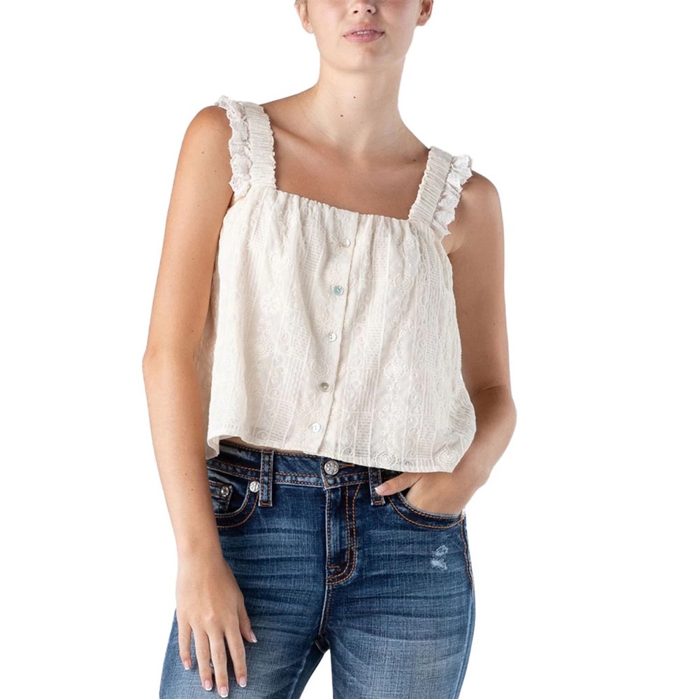 Miss Me Cropped Ruffle Tank